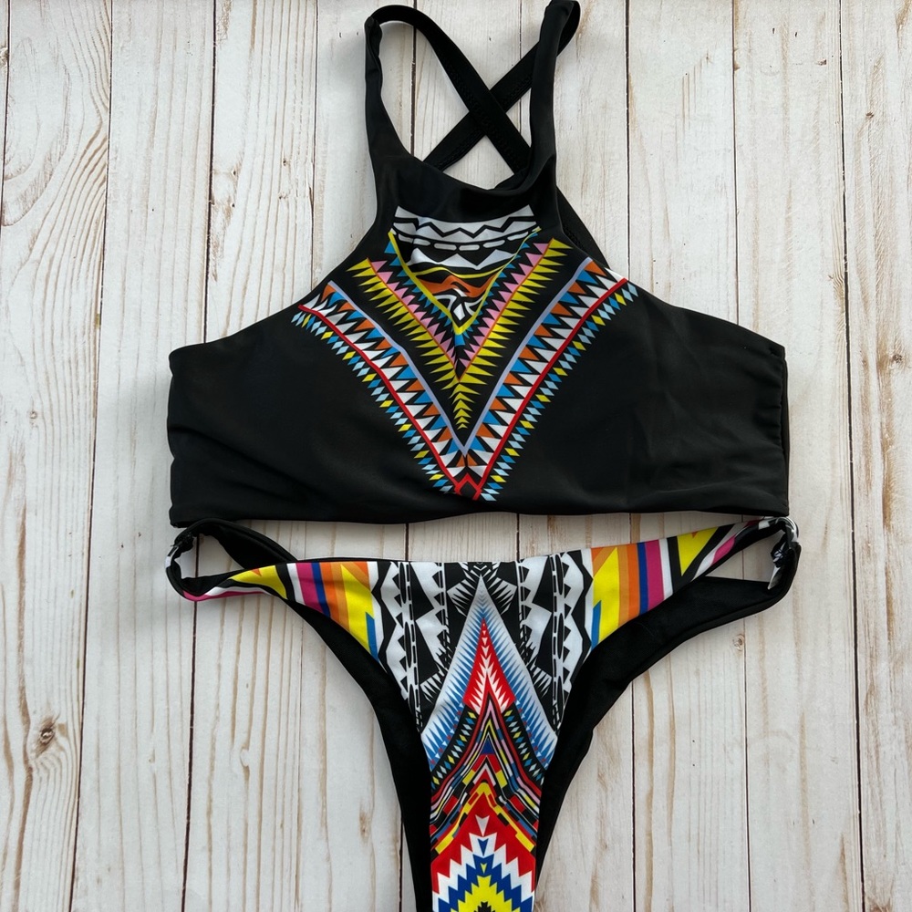 Black Aztec Brazilian Bikini